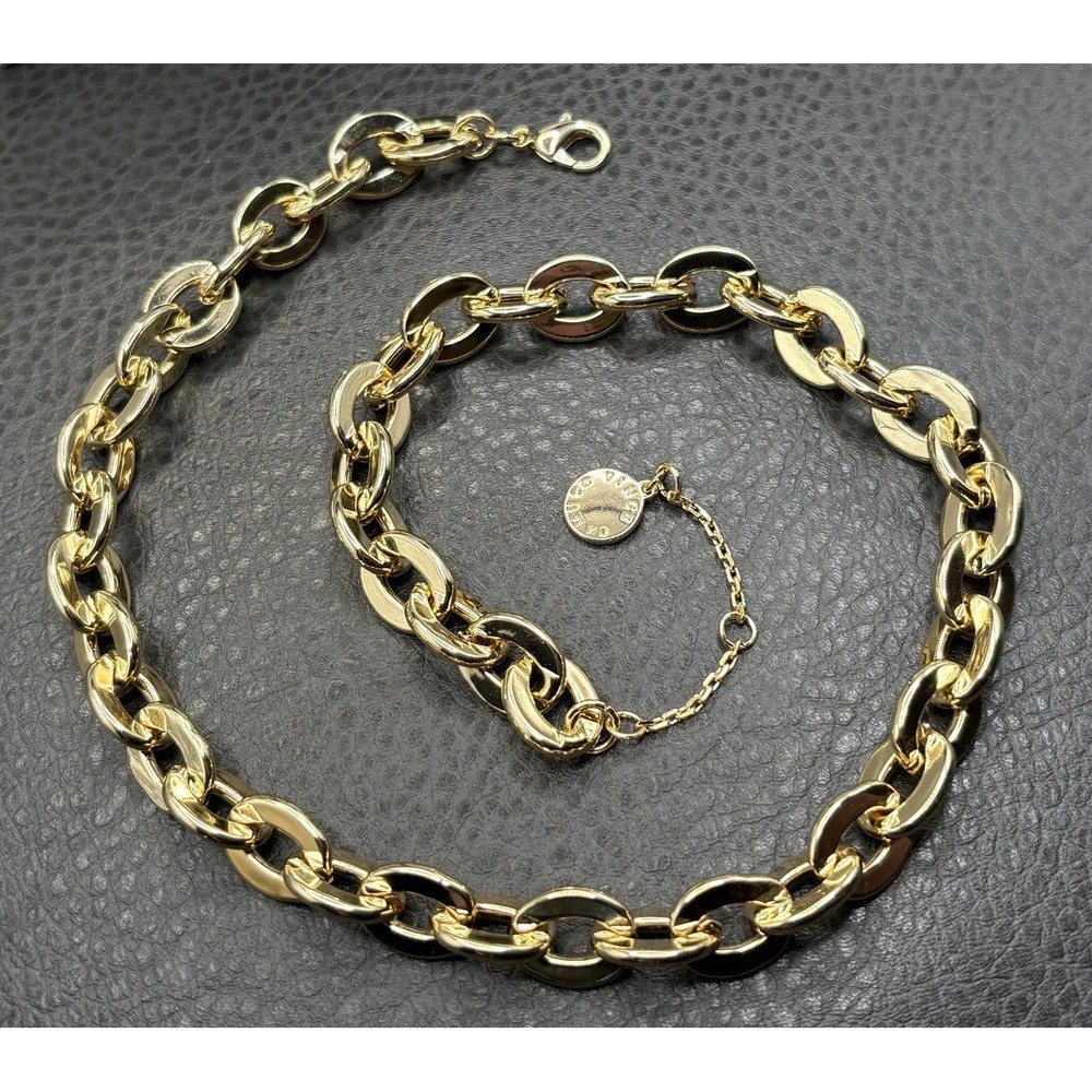 Vince Camuto Chunky 12MM Curb Chain Necklace Gold Tone 18-20" Heavy